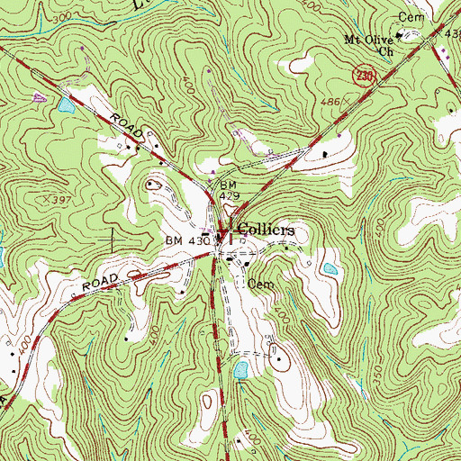 Topographic Map of Colliers, SC