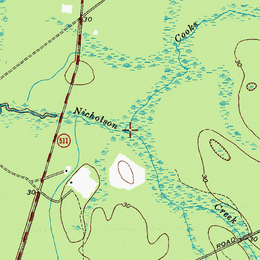 Topographic Map of Cooks Creek, SC