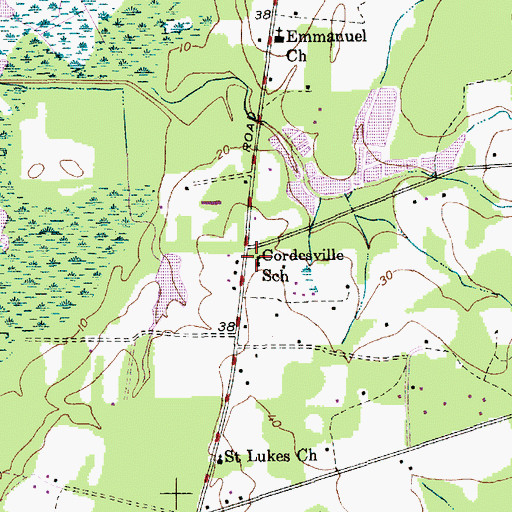 Topographic Map of Cordesville School, SC