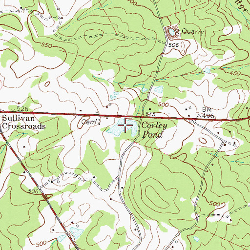 Topographic Map of Corley Pond, SC