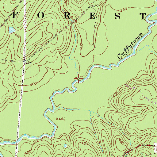 Topographic Map of Cow Branch, SC
