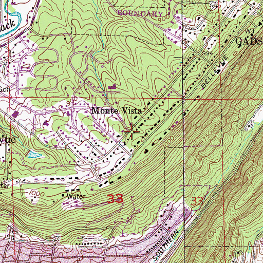 Topographic Map of Monte Vista, AL