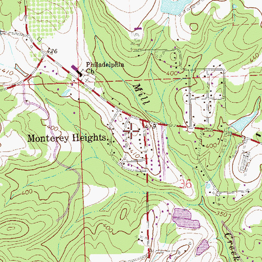 Topographic Map of Monterey Heights, AL