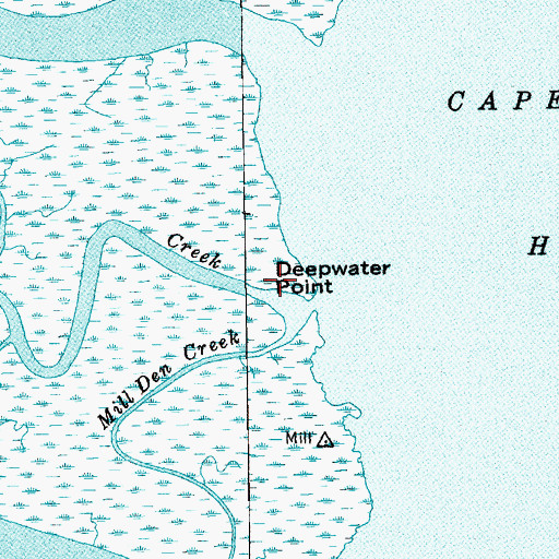 Topographic Map of Deepwater Creek, SC