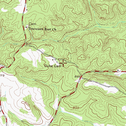 Topographic Map of Duke Cemetery, SC