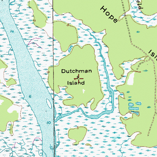 Topographic Map of Dutchman Island, SC