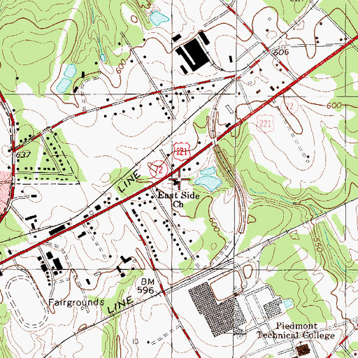 Topographic Map of East Side Church, SC