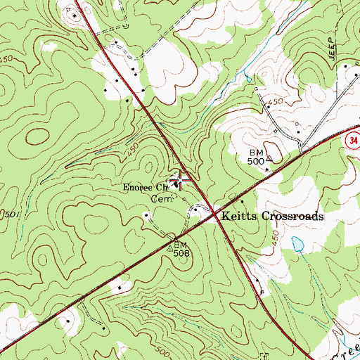 Topographic Map of Enoree Church, SC