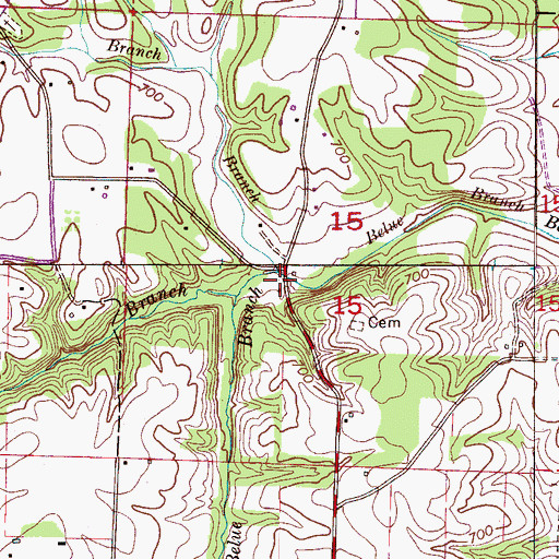 Topographic Map of Moody Branch, AL