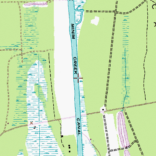 Topographic Map of Estherville Minim Creek Canal, SC