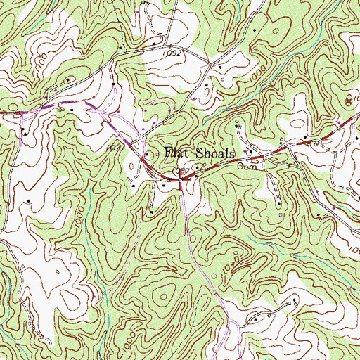 Topographic Map of Flat Shoals, SC