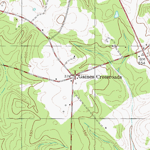 Topographic Map of Gaines Crossroads, SC