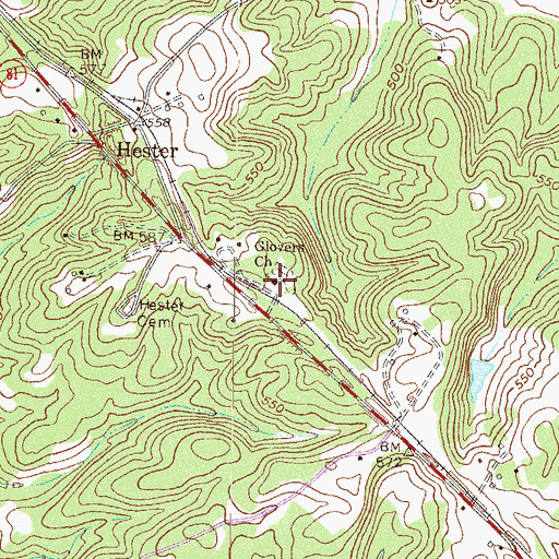 Topographic Map of Glovers Church, SC