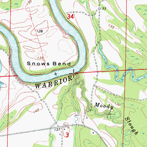 Topographic Map of Moody Slough, AL