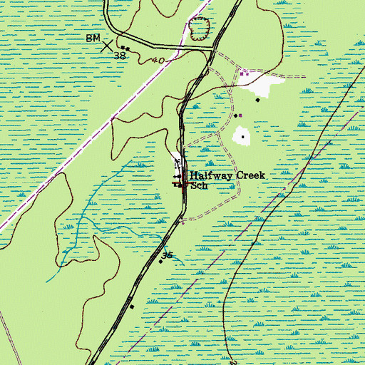 Topographic Map of Halfway Creek School, SC