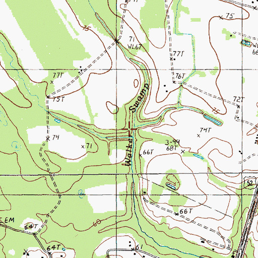 Topographic Map of Halfway Swamp, SC