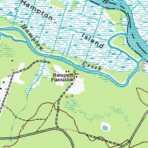 Topographic Map of Hampton Plantation, SC