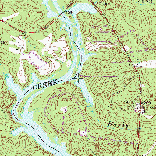 Topographic Map of Hardy Branch, SC