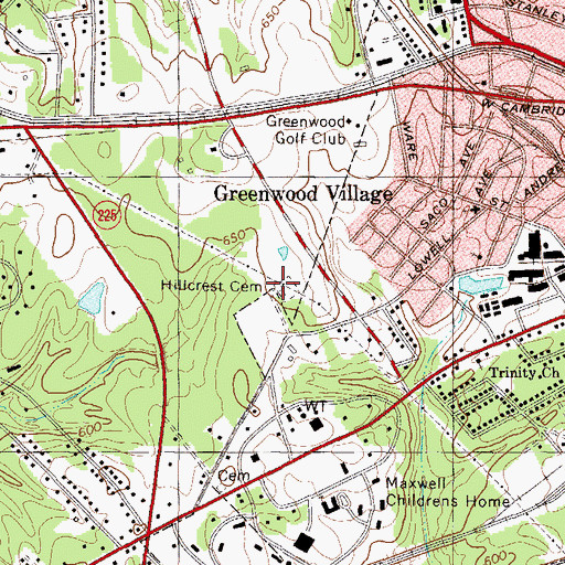 Topographic Map of Hillcrest Cemetery, SC