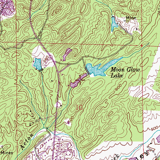 Topographic Map of Moon Glow Lake, AL