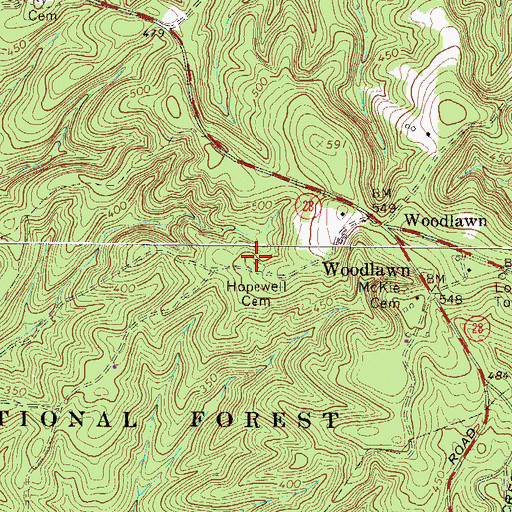 Topographic Map of Hopewell Cemetery, SC