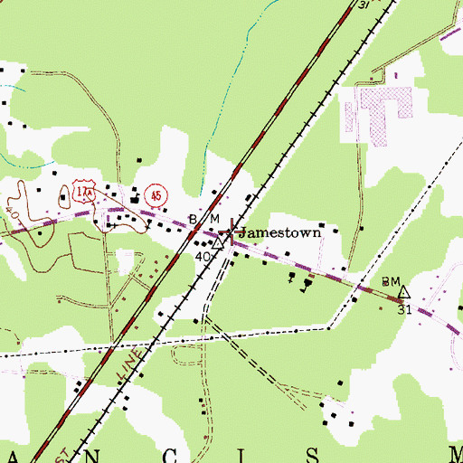 Topographic Map of Jamestown, SC