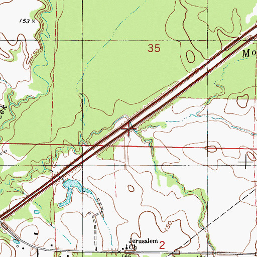 Topographic Map of Moore Branch, AL