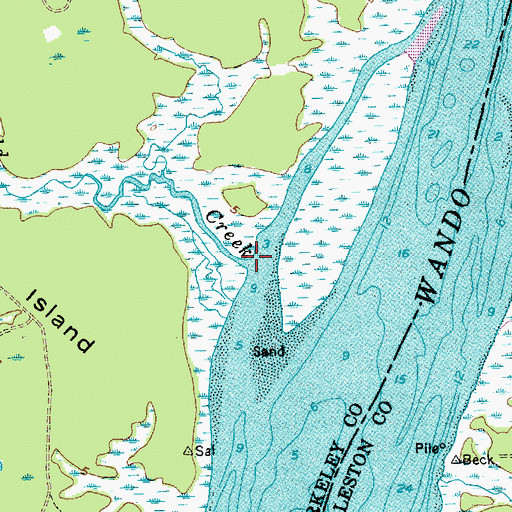 Topographic Map of Johnfield Creek, SC