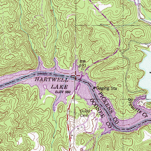 Topographic Map of Keowee River, SC