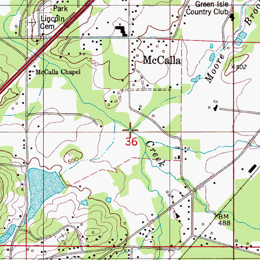 Topographic Map of Moore Brook, AL