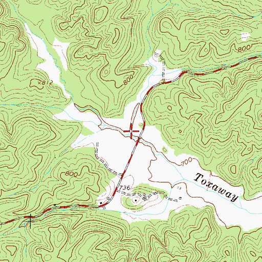 Topographic Map of Little Toxaway Creek, SC
