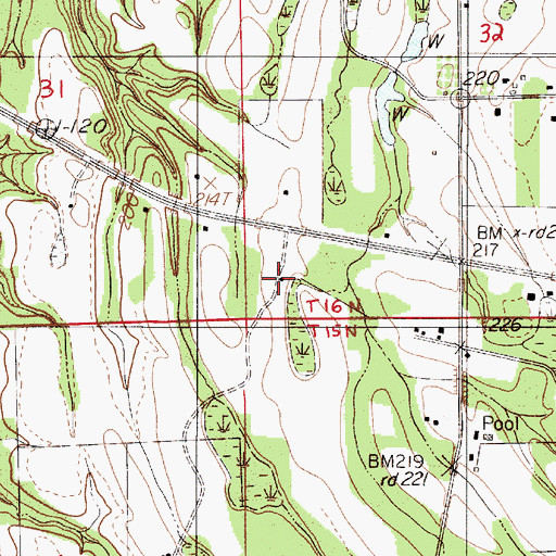 Topographic Map of Moore Cemetery, AL