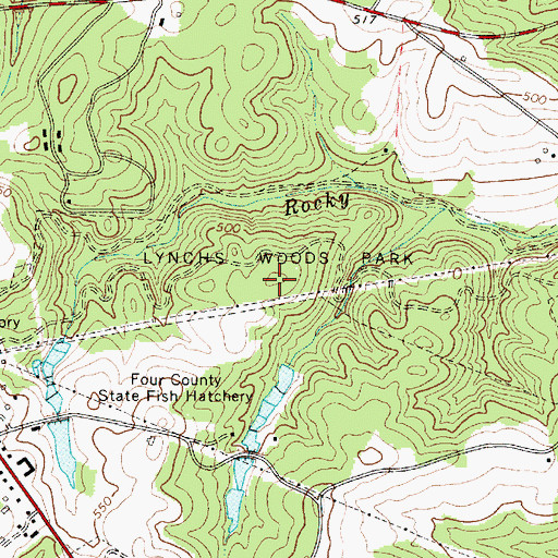 Topographic Map of Lynchs Woods Park, SC