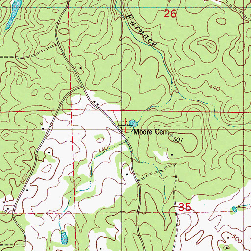 Topographic Map of Moore Cemetery, AL