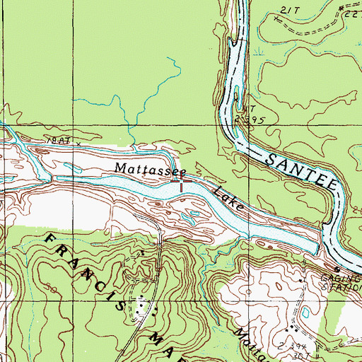 Topographic Map of Mattassee Lake, SC