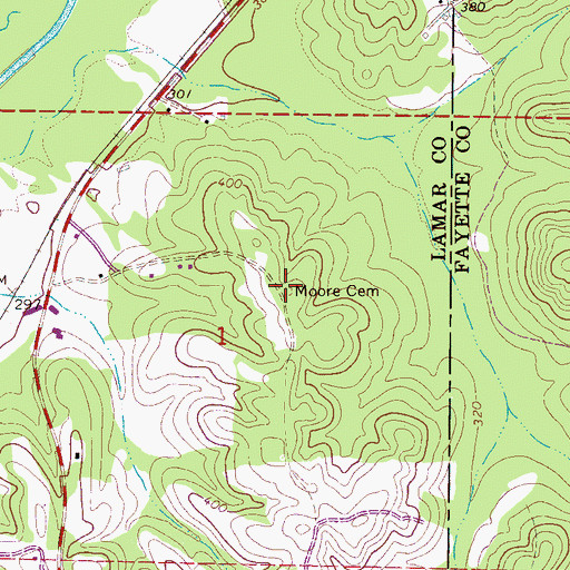 Topographic Map of Moore Cemetery, AL