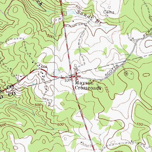 Topographic Map of Mayson Crossroads, SC