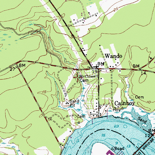 Topographic Map of McDowell Cemetery, SC