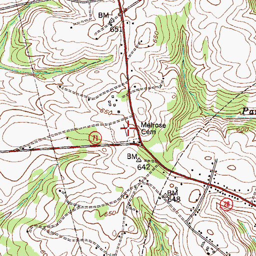 Topographic Map of Melrose Cemetery, SC