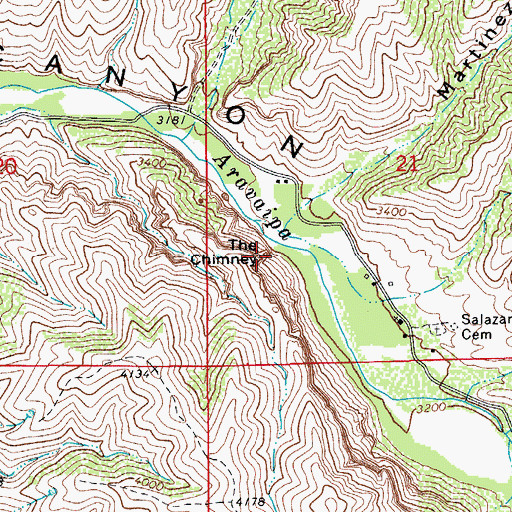 Topographic Map of The Chimney, AZ