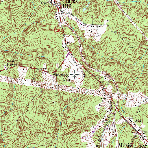 Topographic Map of Middleton Cemetery, SC