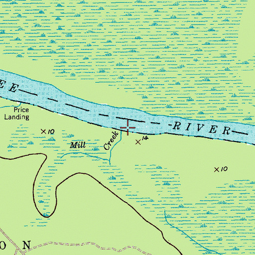 Topographic Map of Mill Creek, SC