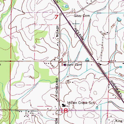 Topographic Map of Moore Cemetery, AL