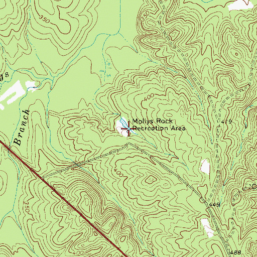Topographic Map of Mollys Rock Recreation Area, SC