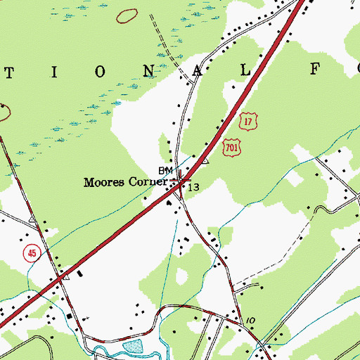 Topographic Map of Moores Corner, SC
