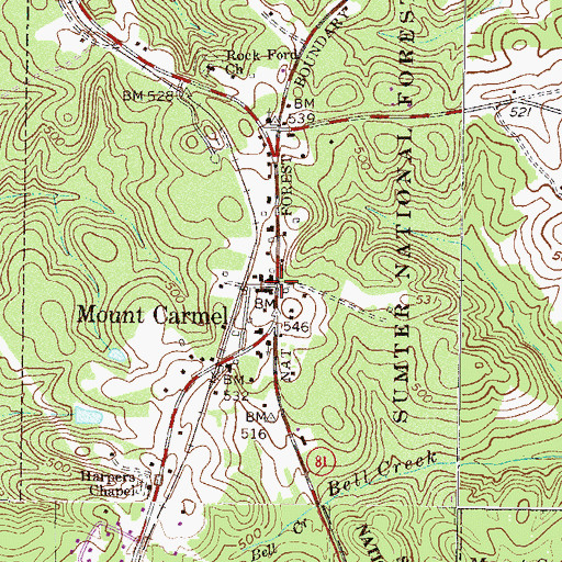 Topographic Map of Mount Carmel, SC