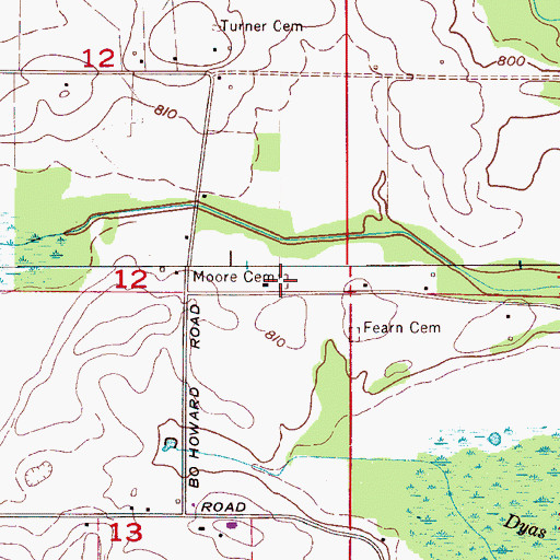 Topographic Map of Moore Cemetery, AL