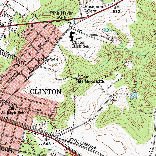 Topographic Map of Mount Moriah Church, SC