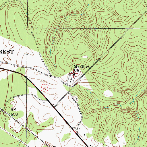 Topographic Map of Mount Olive Church, SC