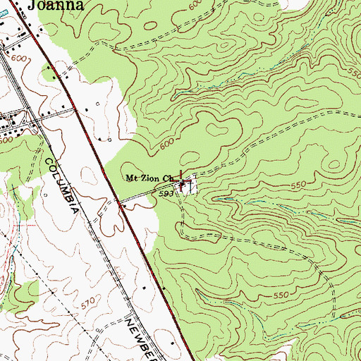 Topographic Map of Mount Zion Church, SC